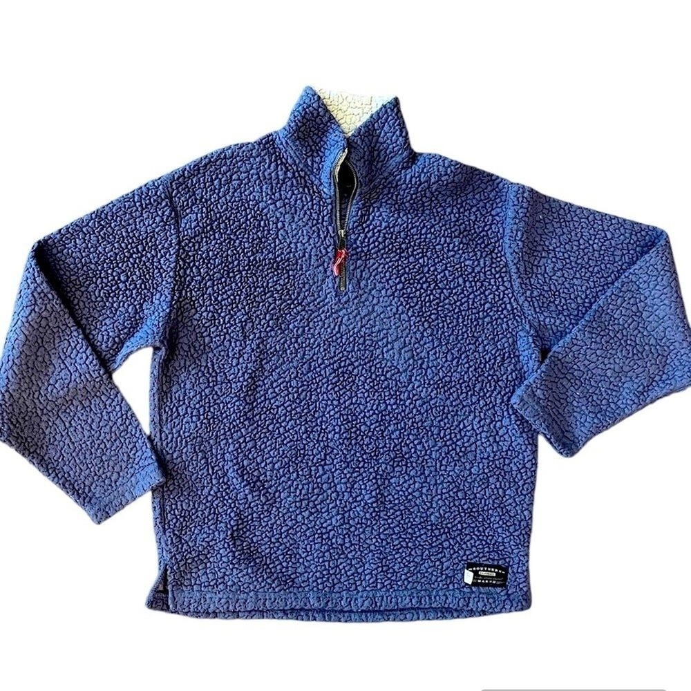 Southern Marsh Mens Blue Sherpa Fleece Quarter Zip Pullover Small‎ VSGE325-0616